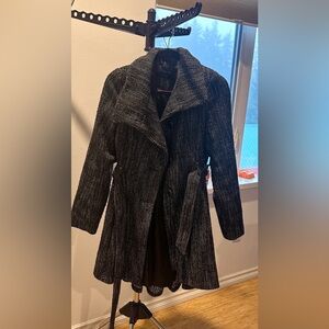 Steven madden Black and White Textured pea coat